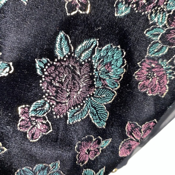 Vintage Women's Blouse vest Long‎ sheer sleeve outstanding floral Black Medium - Picture 3 of 11